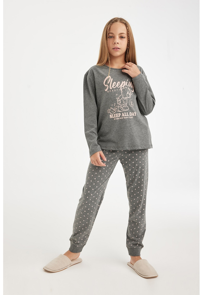 Pijama din amestec de bumbac cu model grafic