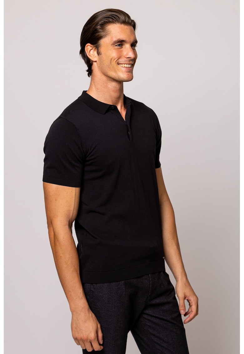 Tricou polo de bumbac cu model uni