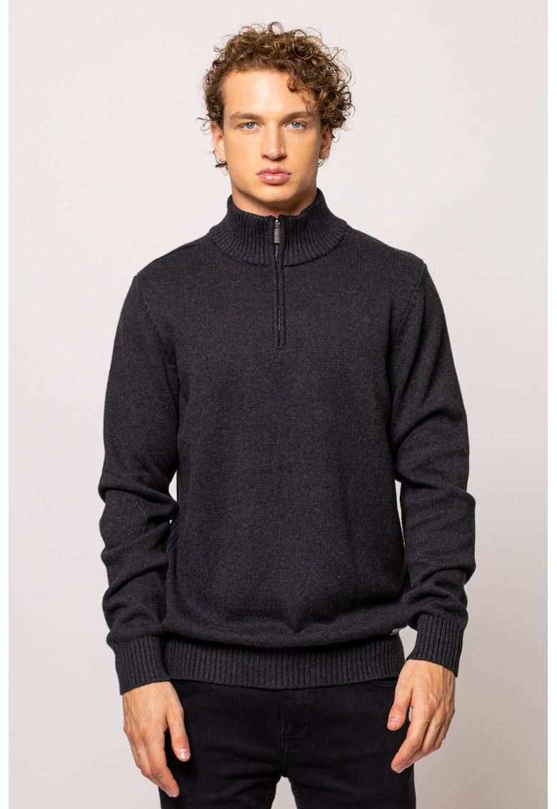 Pulover de bumbac cu fenta cu fermoar Herold