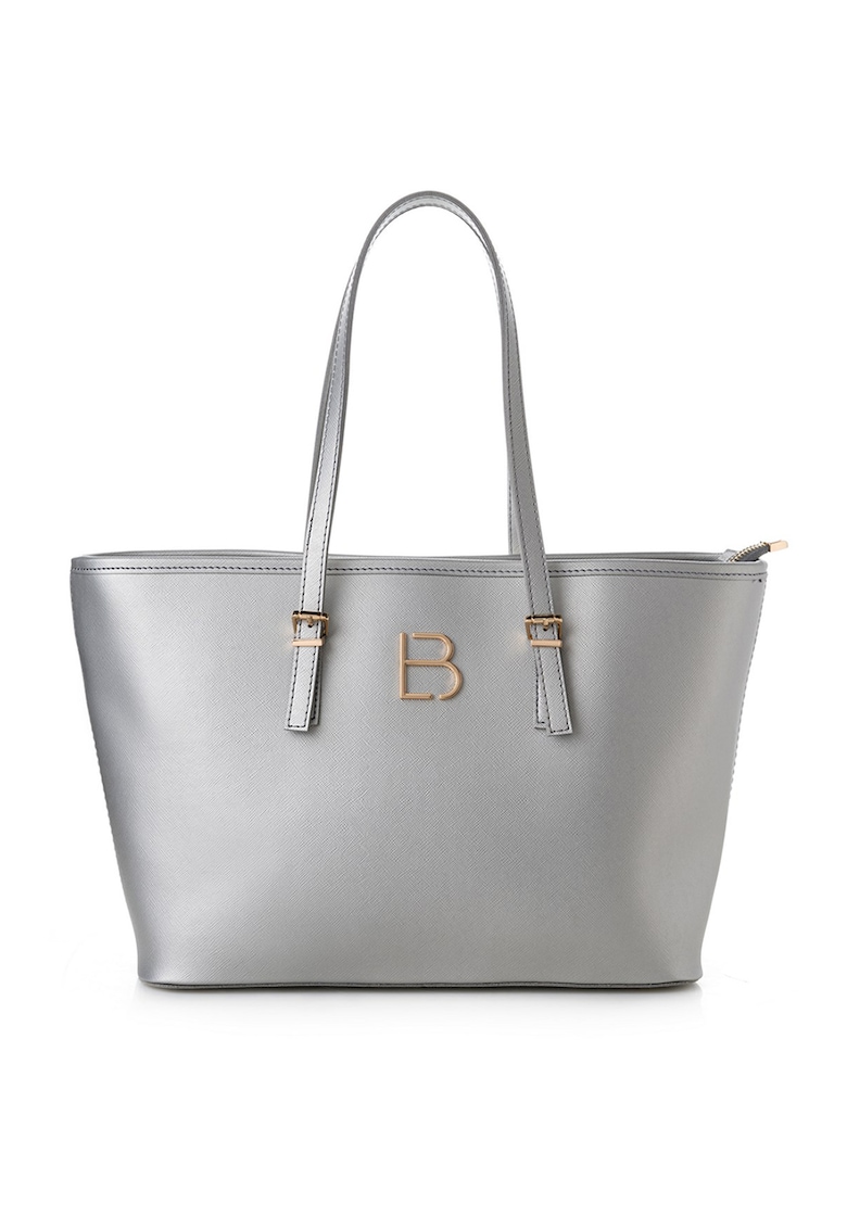 Geanta eleganta cu logo - Argintiu - 42x25x15