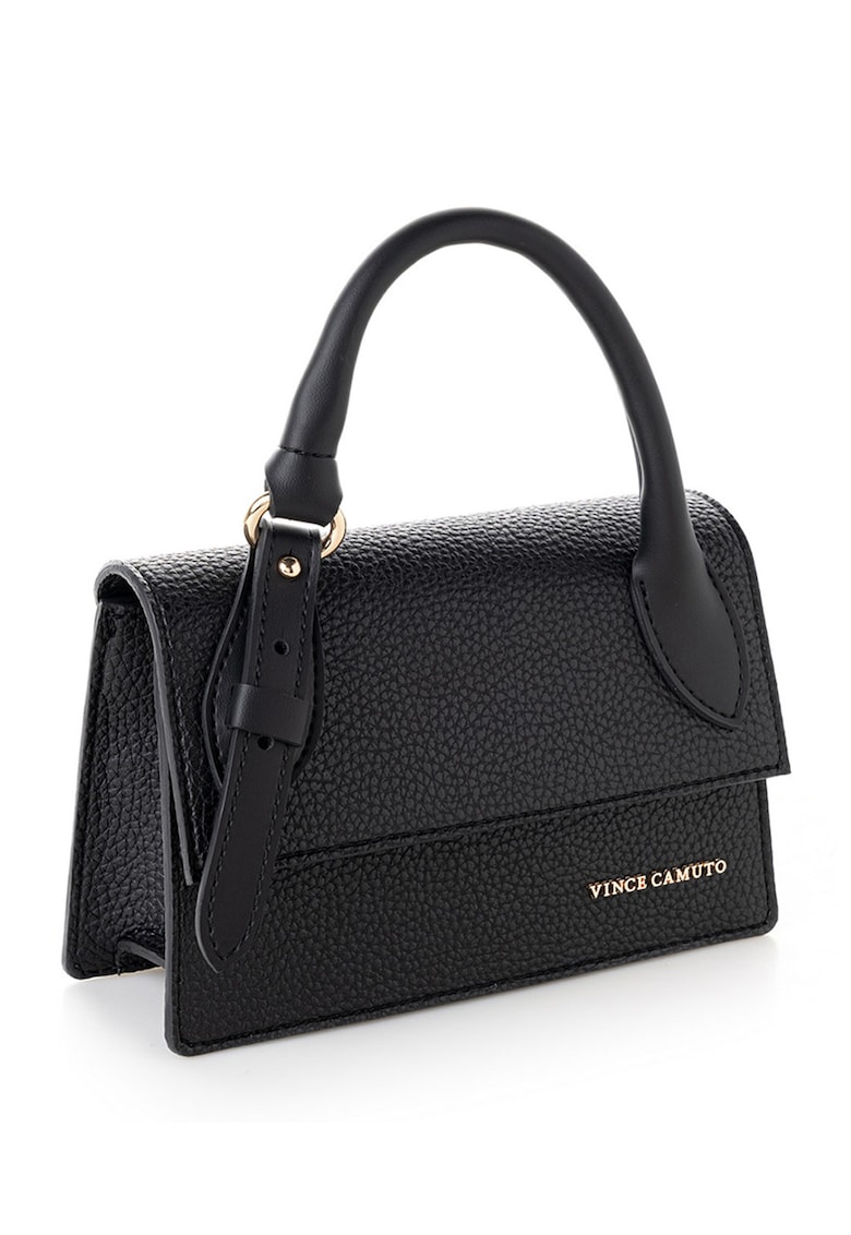 Geanta de piele ecologica cu bareta detasabila si maner - Negru