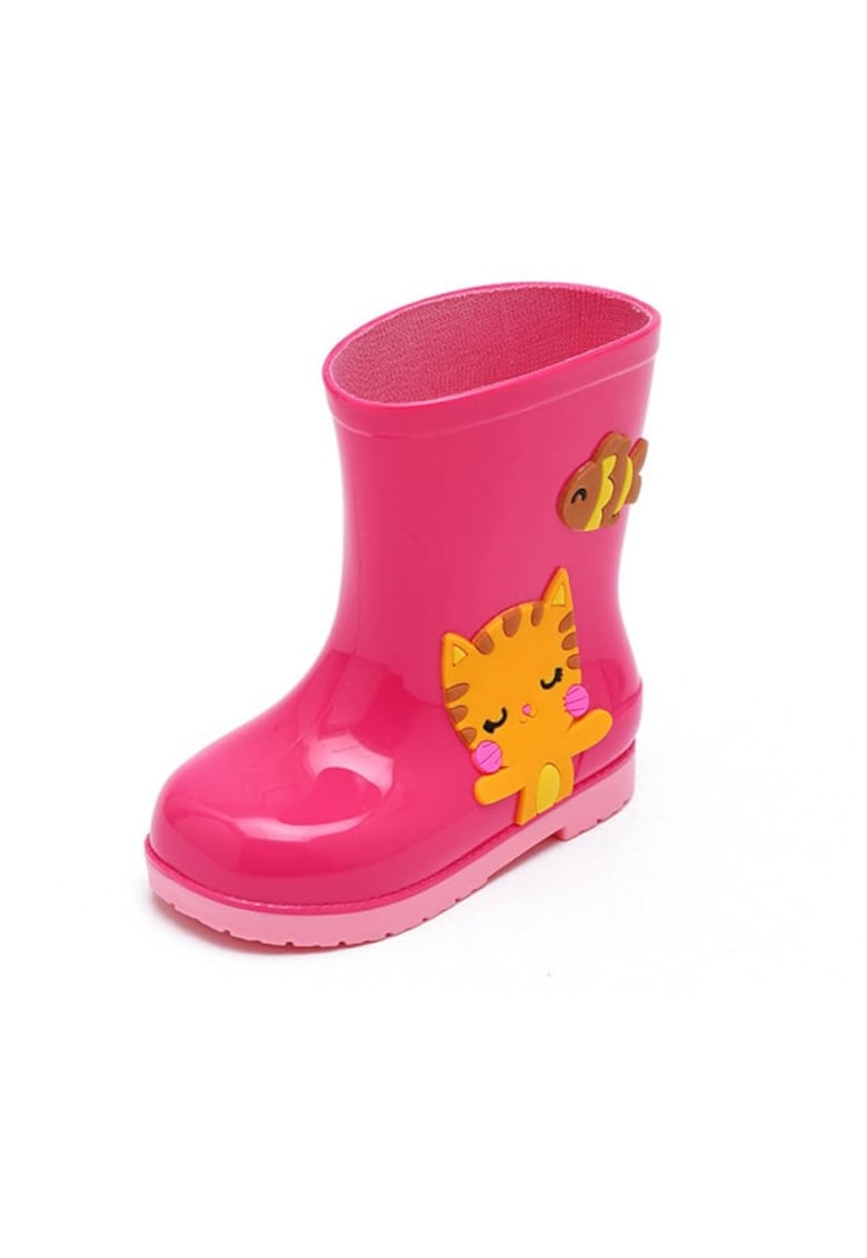 Cizme De Cauciuc Model Kitty - Peste glezna - Fete - Roz Inchis