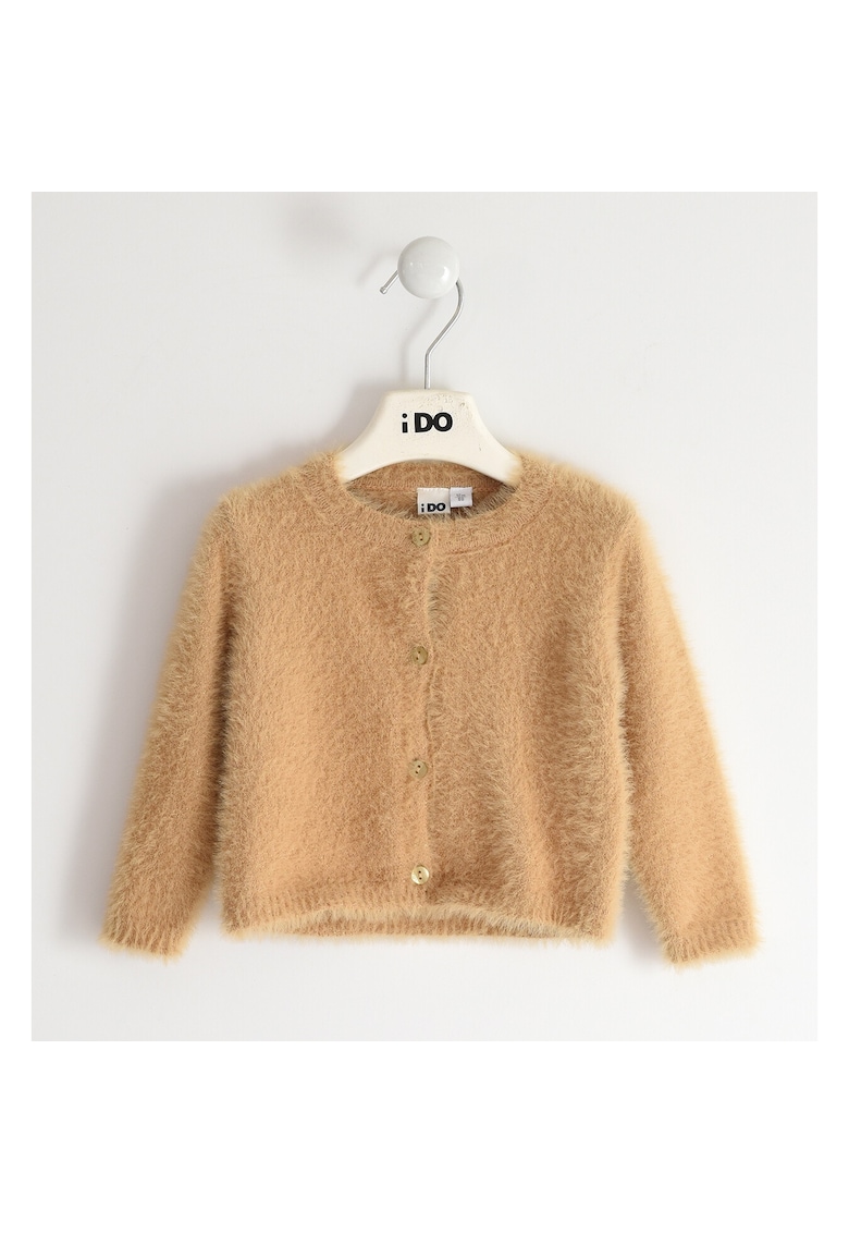 Pulover pufos cu nasturi pentru fetite - 4.5923 - Bej