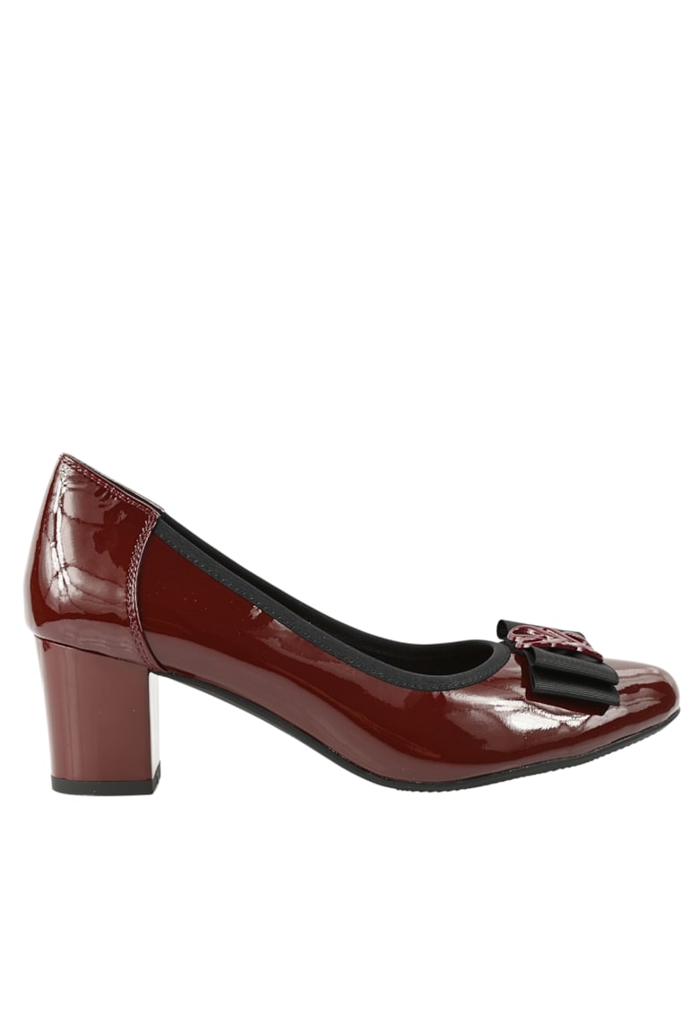 Pantofi eleganti - dama -  JI50051C bordo - piele lacuita - cu toc