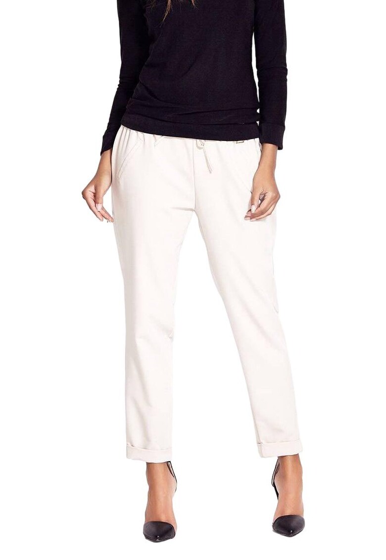 Pantaloni dama - Viscoza/Poliester/Elastan - Bej