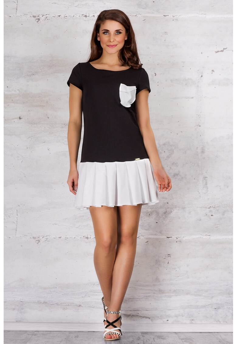Rochie dama Bumbac - M060 - Negru/Alb