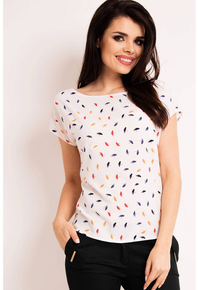 Bluza dama - Poliester - Alb/Multicolor