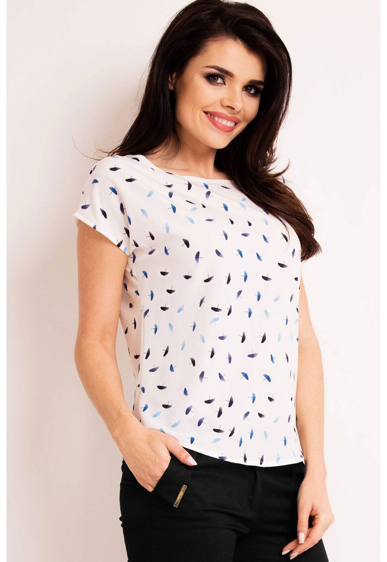 Bluza dama - Poliester - Alb/Albastru