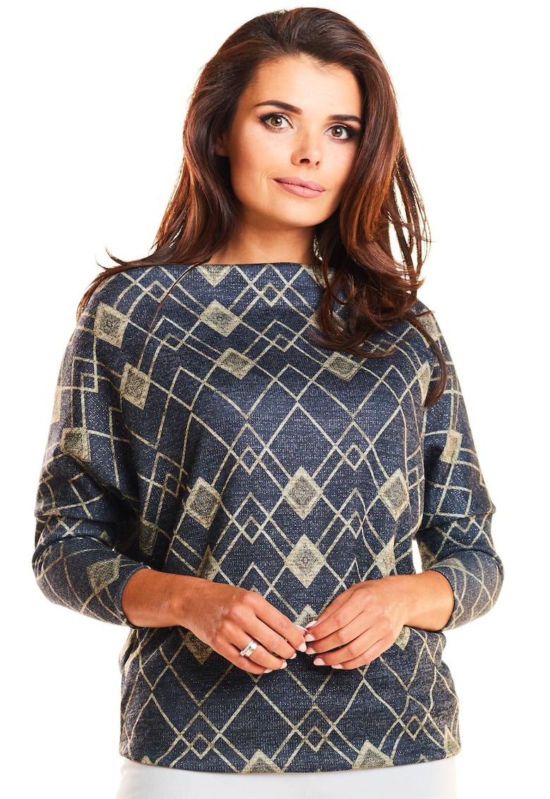 Bluza dama - Poliester - Albastru/Auriu