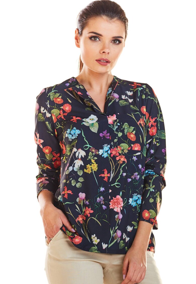 Bluza dama - Poliester - Bleumarin - cu maneca lunga