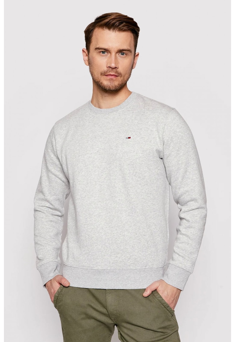 Bluza de trening din amestec de bumbac organic cu decolteu la baza gatului