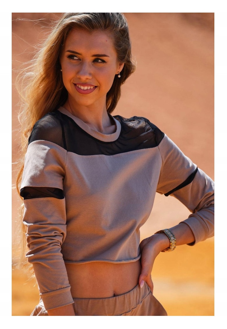 Bluza dama - Bumbac - Bej/Negru