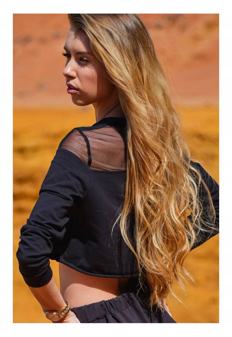 Bluza dama - Bumbac - Negru - cu maneca lunga