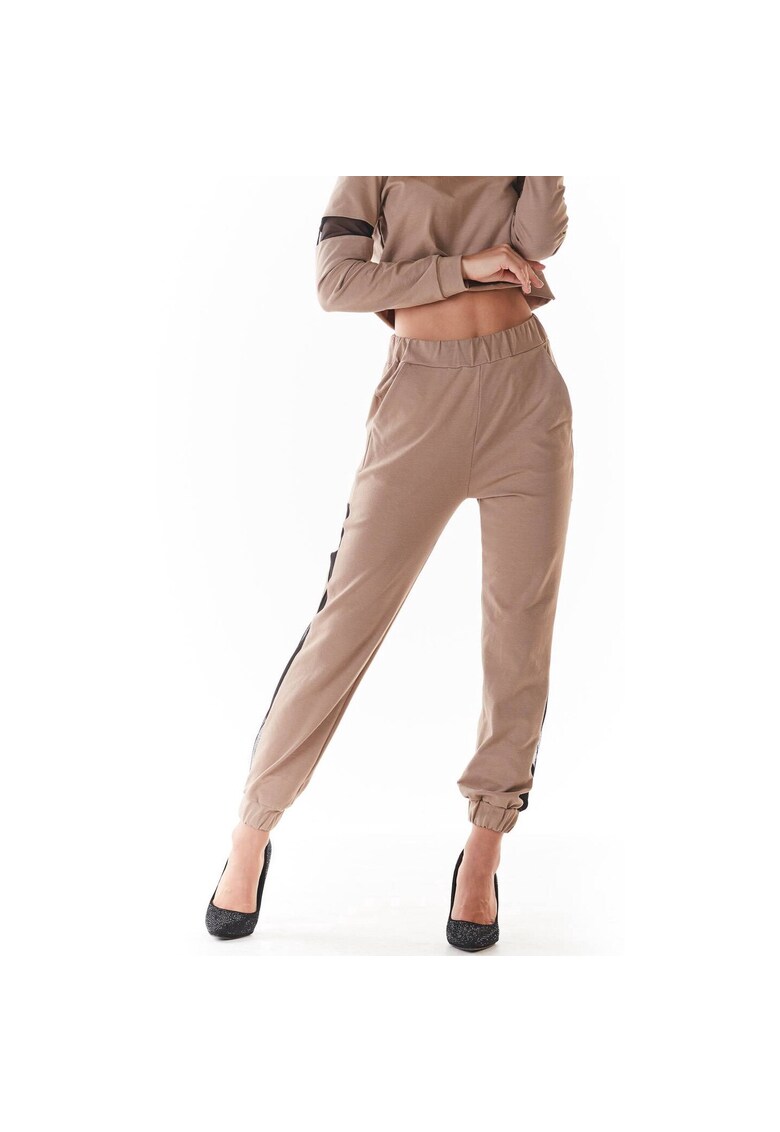 Pantaloni sport dama - Lycra/Bumbac - Bej