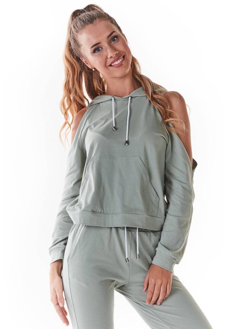 Hanorac dama - Bumbac/Lycra - Verde menta