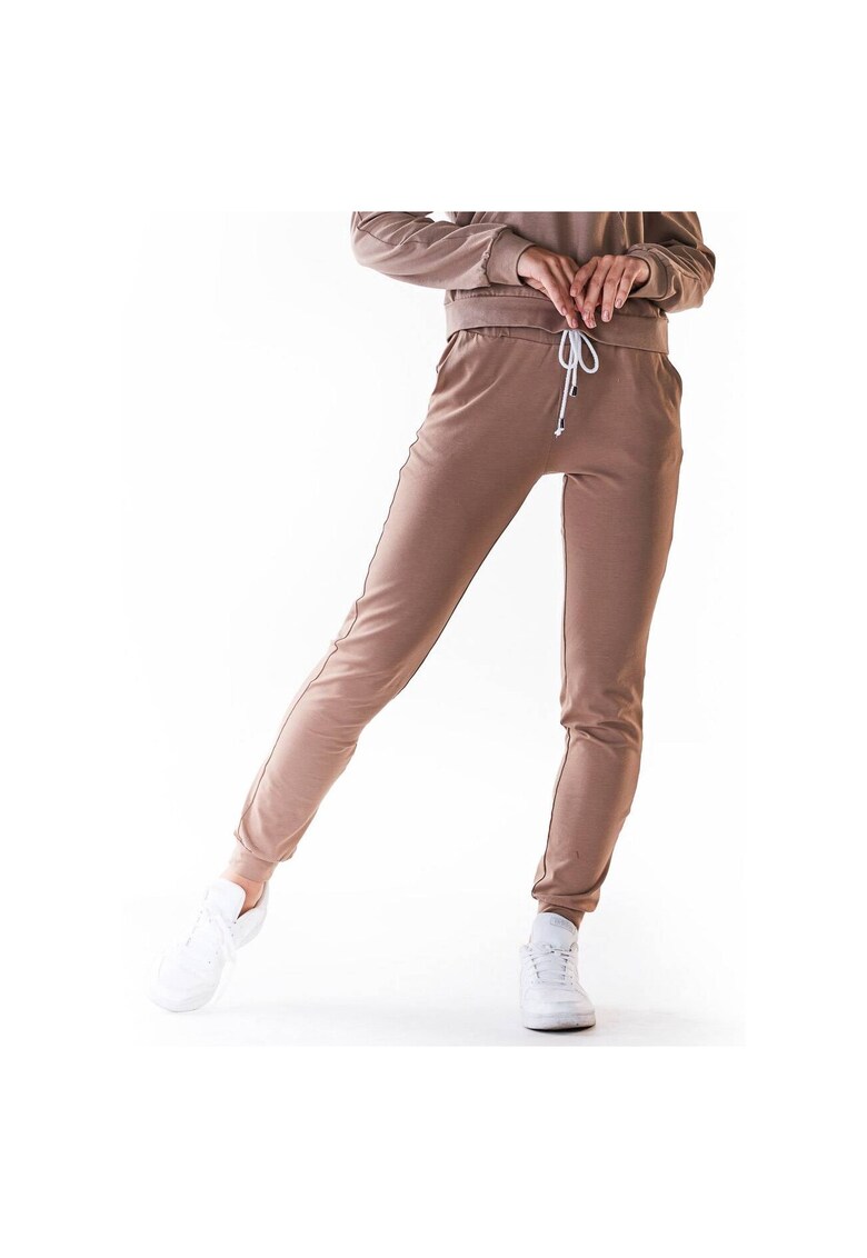 Pantaloni sport dama M240 - Bumbac/Lycra - Bej