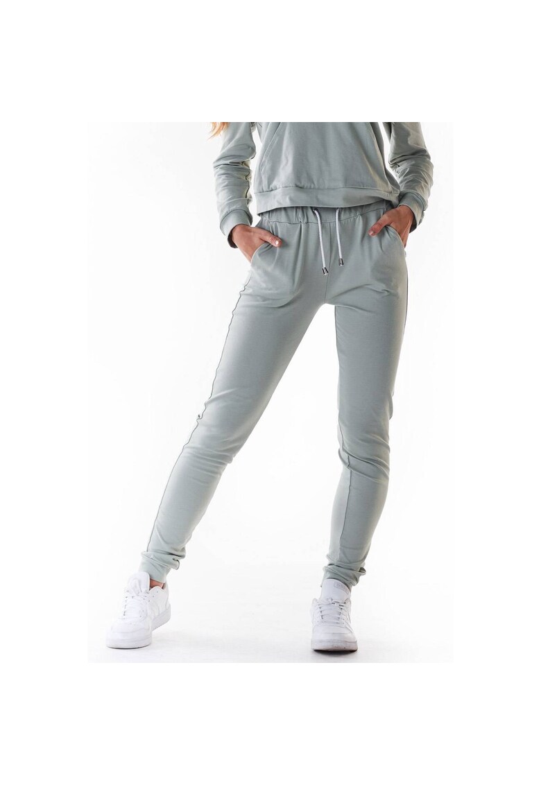 Pantaloni sport dama - Bumbac/Lycra - Verde menta