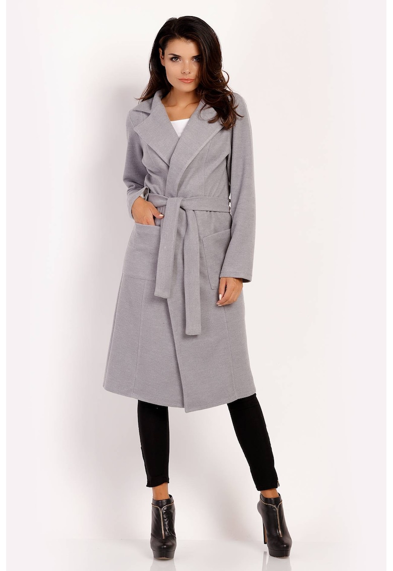 Palton pentru dama A152 - Poliester/Elastan - Gri