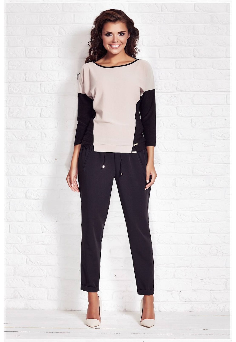 Pulover dama poliester Bej - Negru/Bej