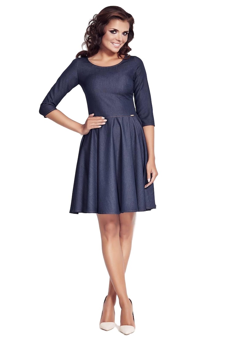 Rochie A076 - Poliester/Viscoza - Bleumarin