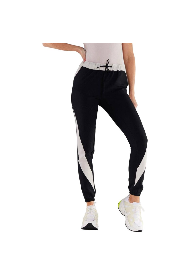 Pantaloni sport dama - Poliester/Elastan - Negru/Bej