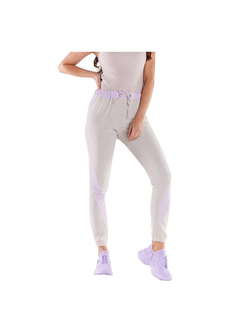 Pantaloni sport dama - Poliester/Elastan - Bej/Violet