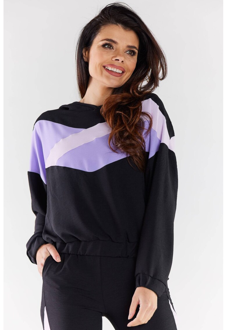 Hanorac dama - Poliester/Elastan - Negru/Violet