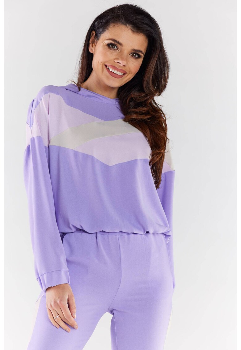 Hanorac dama A497 - Poliester/Elastan - Bej/Violet