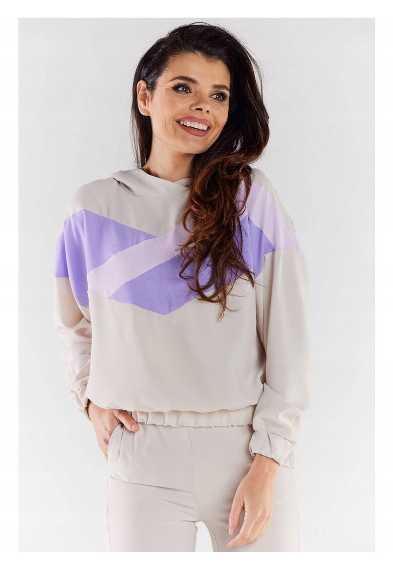 Hanorac dama - Poliester/Elastan - Bej/Violet