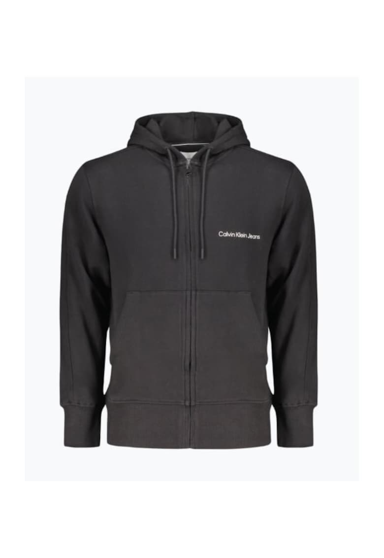 Hanorac barbati Institutional J30J325148 din bumbac cu gluga si inchidere cu fermoar - Negru - Negru