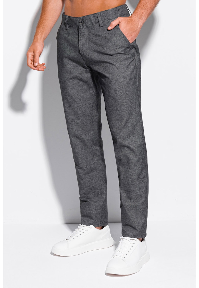 Pantaloni din amestec de bumbac cu croiala conica Pantaloni din amestec de bumbac cu croiala conica