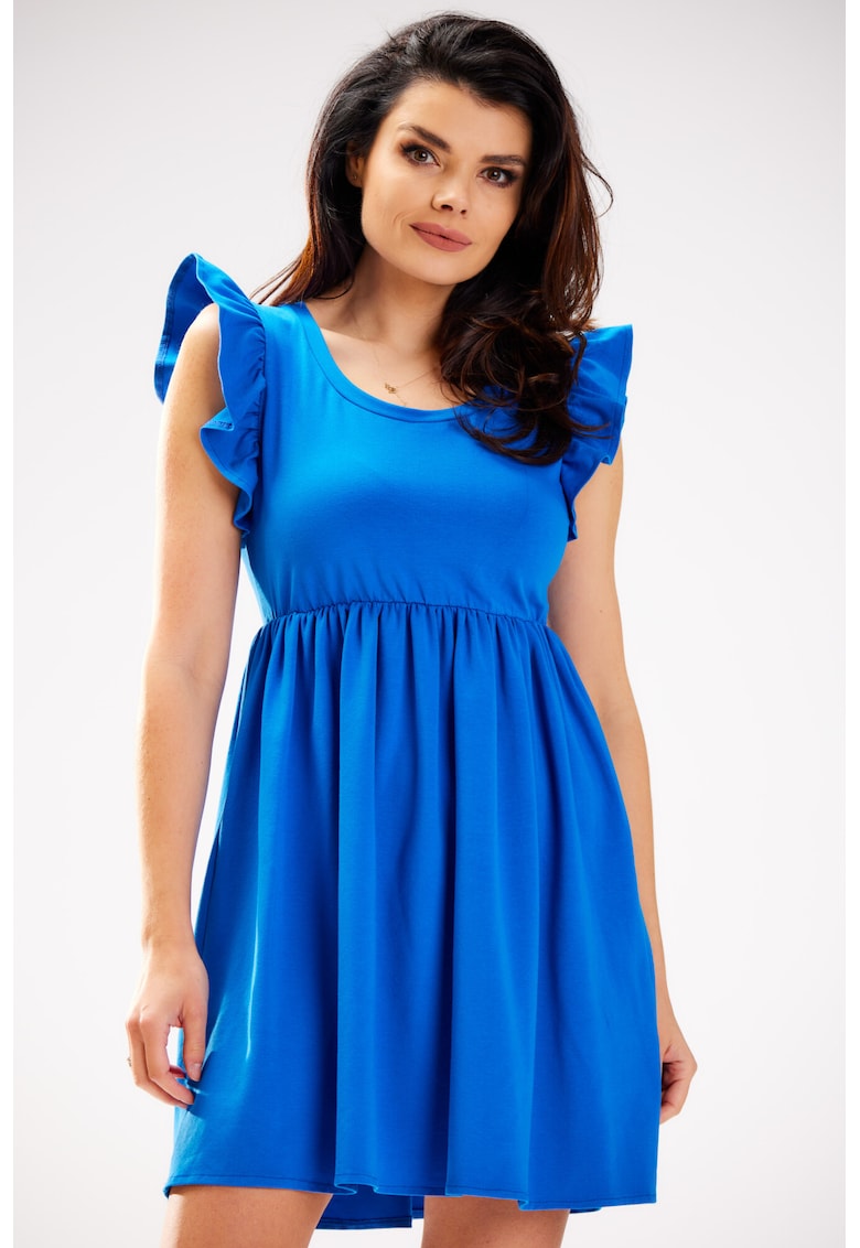 Rochie scurta eleganta de bumbac - Albastru