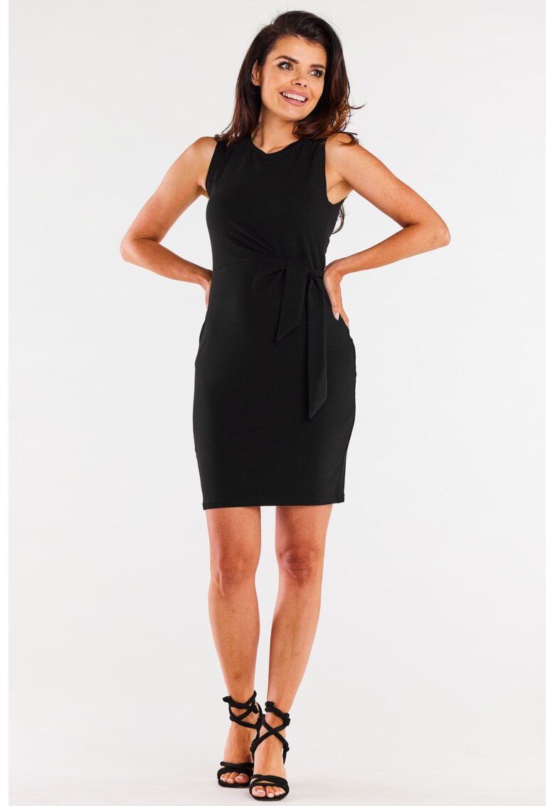 Rochie scurta din bumbac cu prindere laterala decorativa