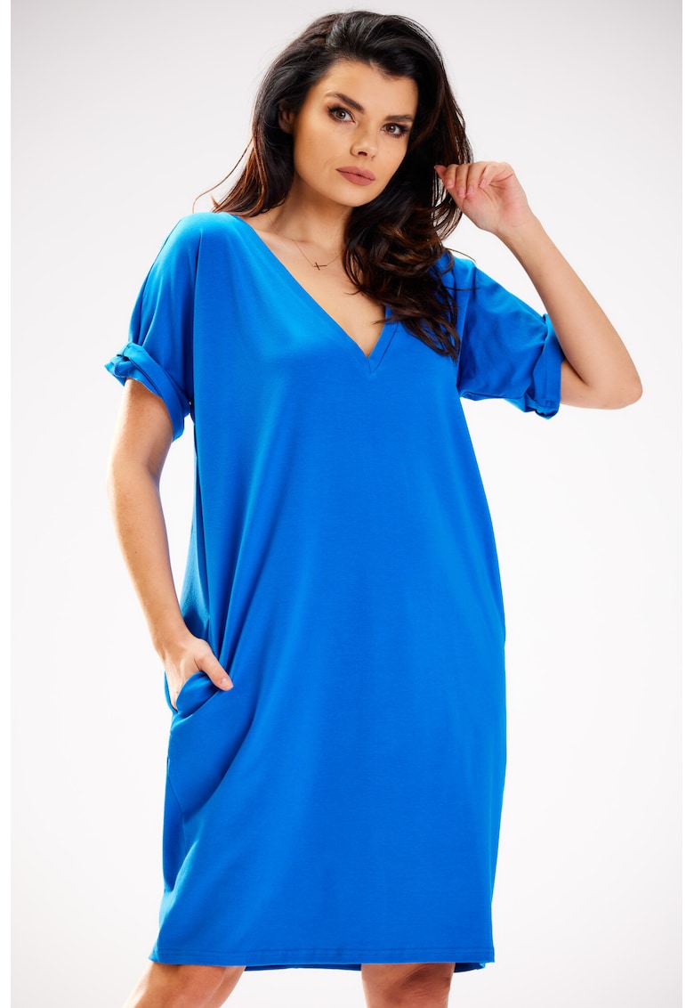 Rochie dama Bumbac - M303 - Albastru -