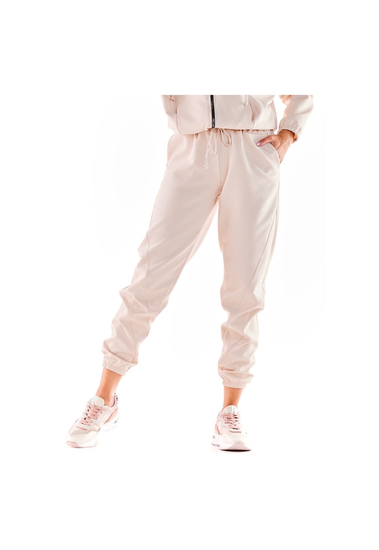 Pantaloni sport dama - Poliester/Elastan - Bej