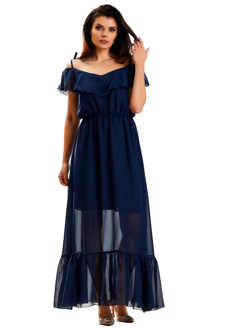 Lunga Rochie Fara maneca A573 - Bleumarin