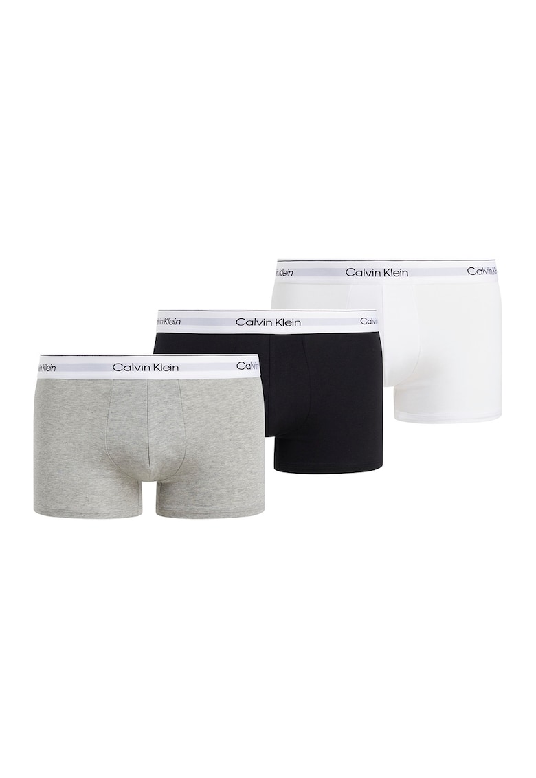 Set de boxeri de bumbac - 3 perechi - Alb/Negru/Gri deschis melange