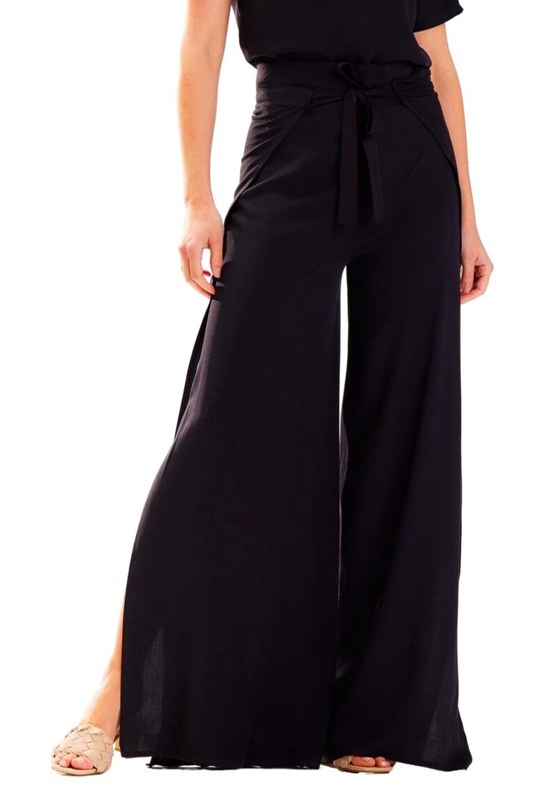 Pantaloni dama - Viscoza/Poliester - Negru