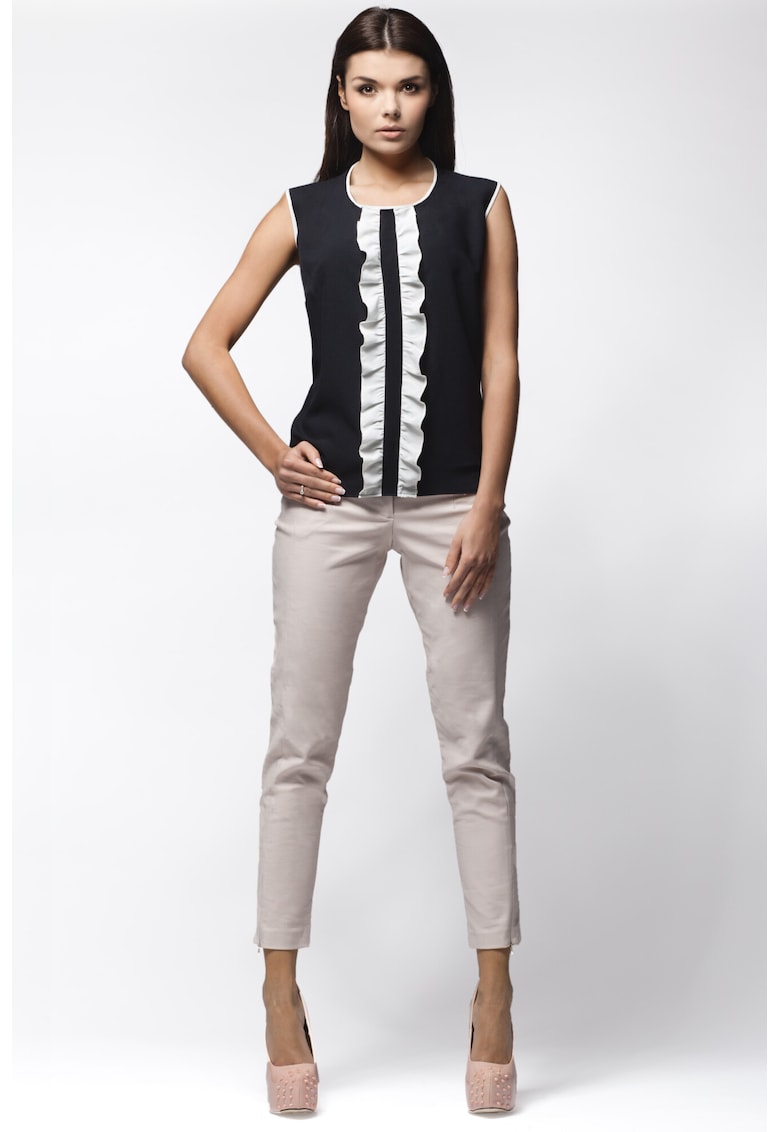 Bluza dama - A024 - negru-ecru - confortabila - poliester-elastan -