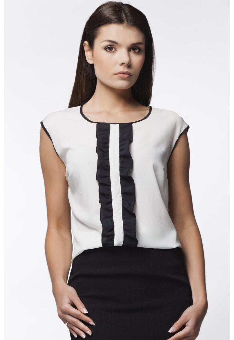 Bluza dama - Poliester - Ecru/Negru