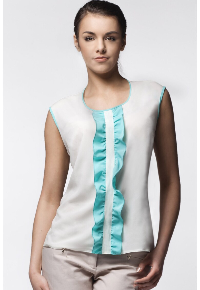 Bluza dama - Poliester - Ecru/Verde