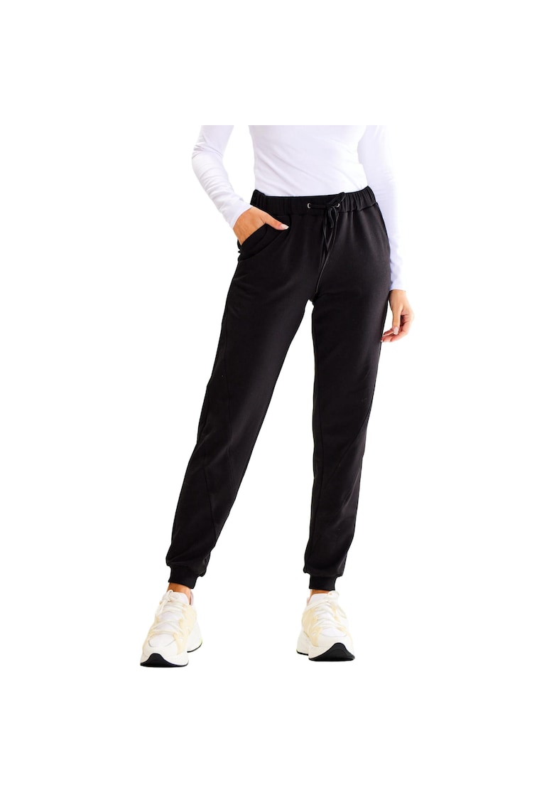 Pantaloni sport dama - Bumbac/Elastan - Negru
