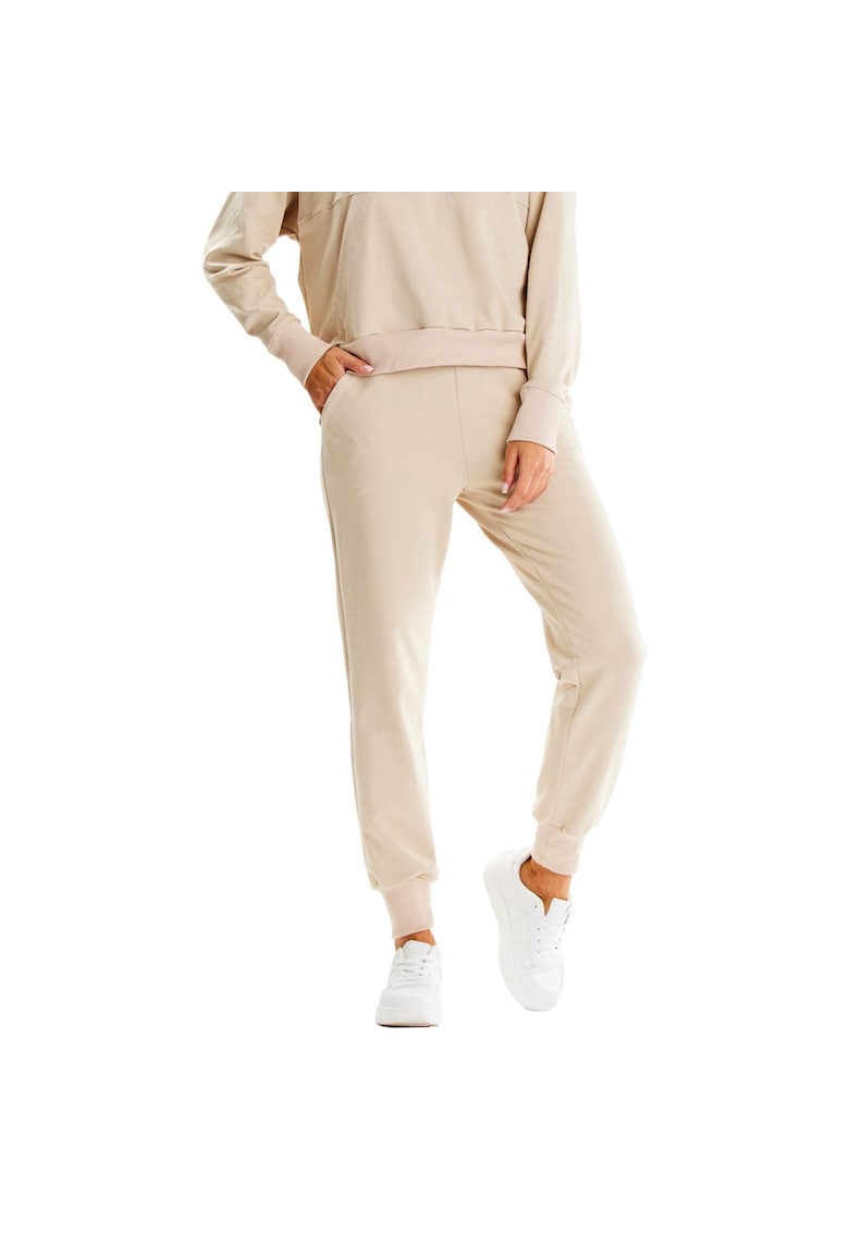 Pantaloni sport dama - Elastan/Bumbac - Bej