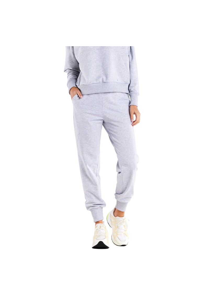 Pantaloni sport pentru dama - Bumbac/Elastan - Gri