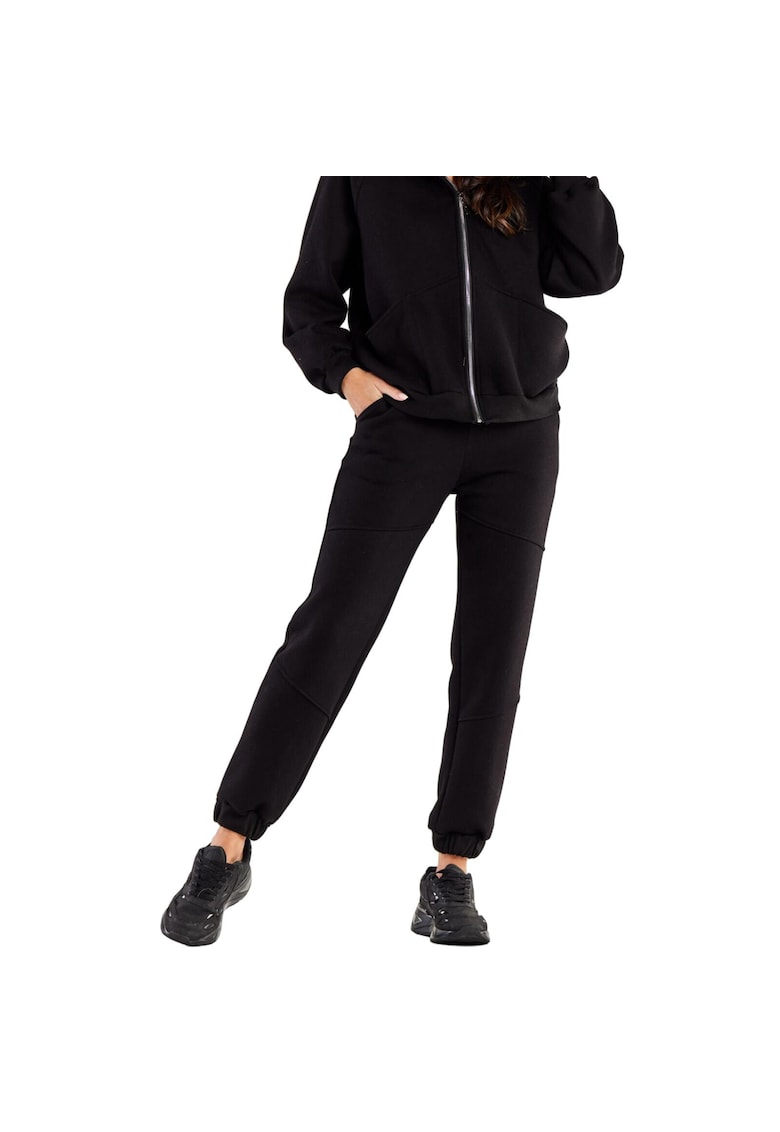 Pantaloni sport dama - Bumbac/Elastan - Negru