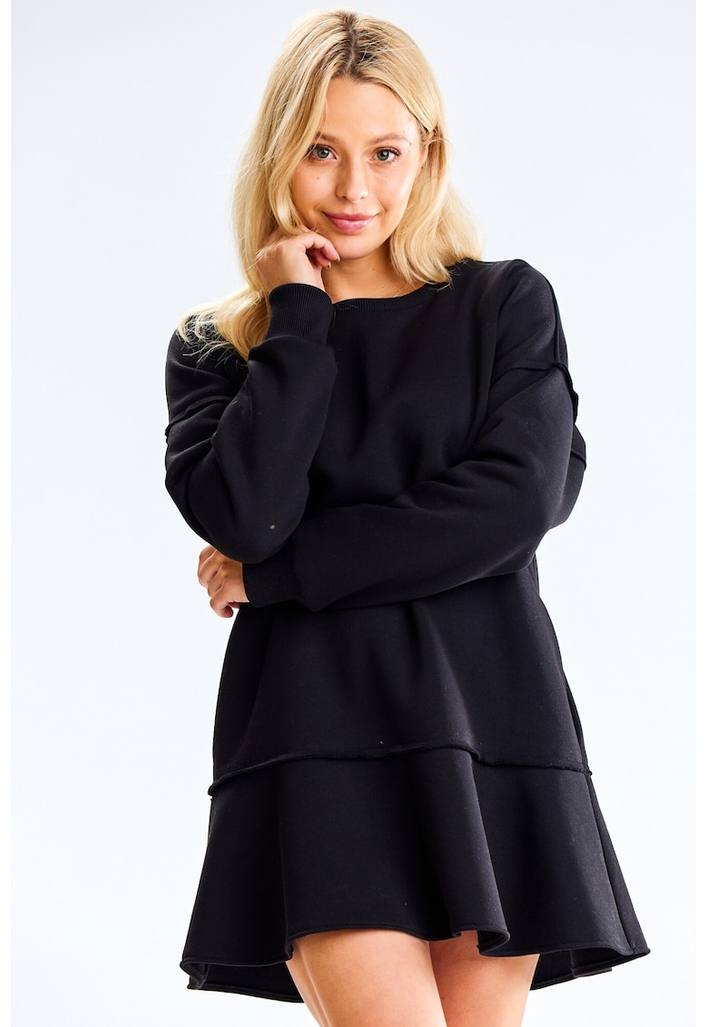 Rochie-hanorac de bumbac cu volan la terminatie