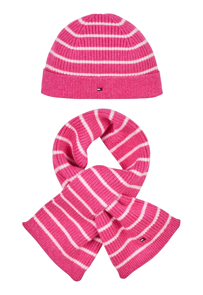 Set de fular si caciula cu model in dungi