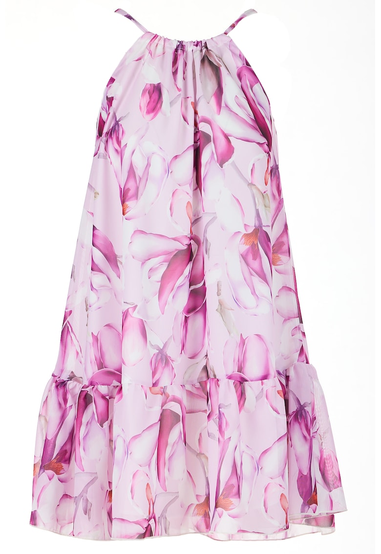Rochie dama evazata - poliester - roz -