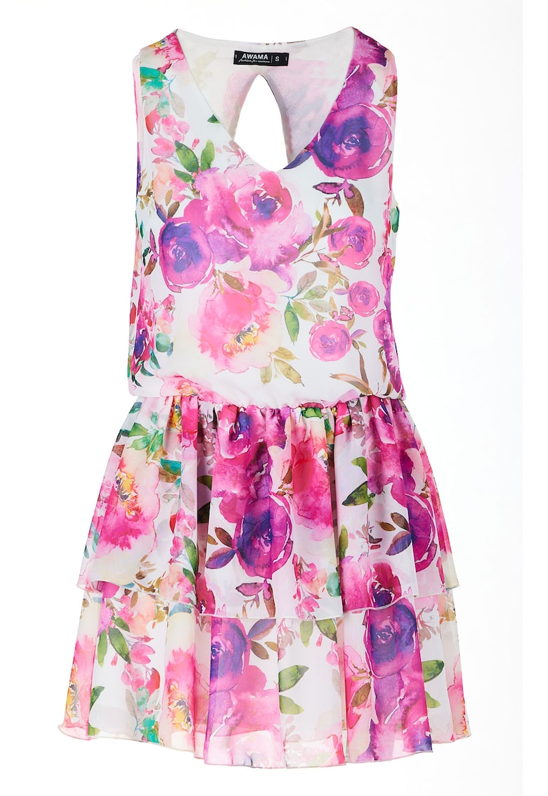 Rochie A501 - Poliester - Alb/Roz