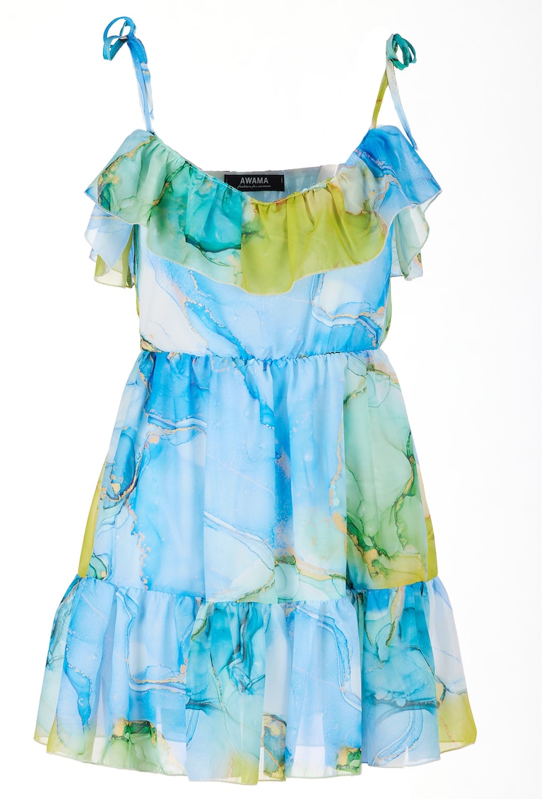 Rochie A503 - Poliester - Albastru/Verde